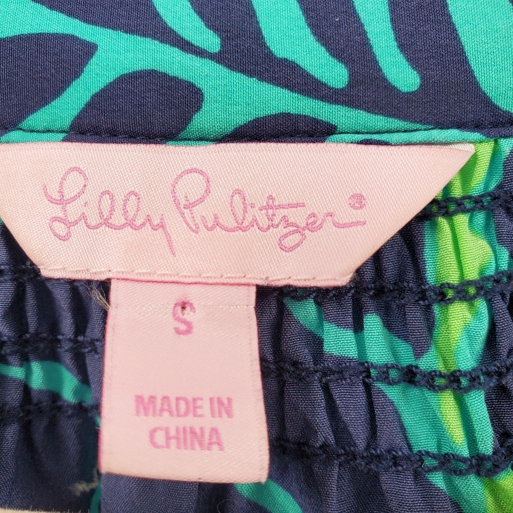 Lilly Pulitzer tropical leaf print silk blouse S - Picture 5 of 11